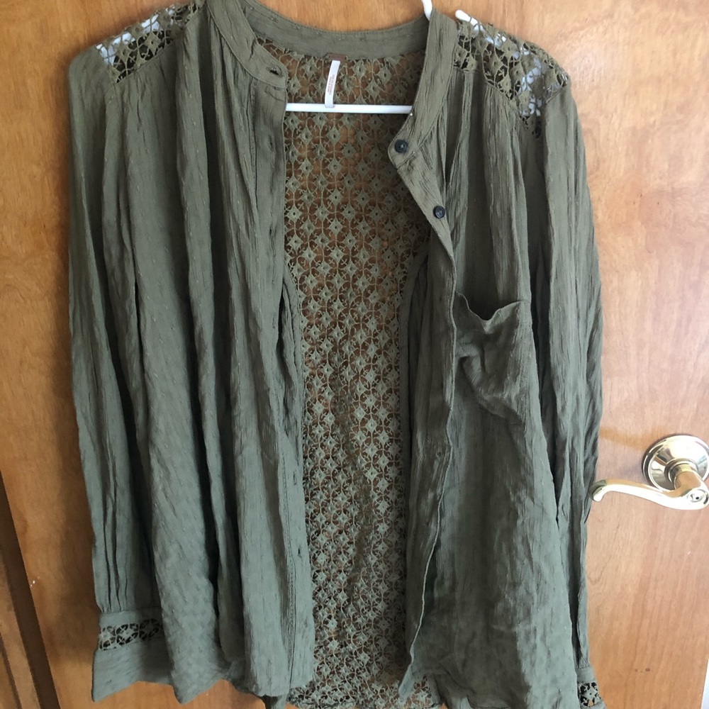 Long sleeve button up top